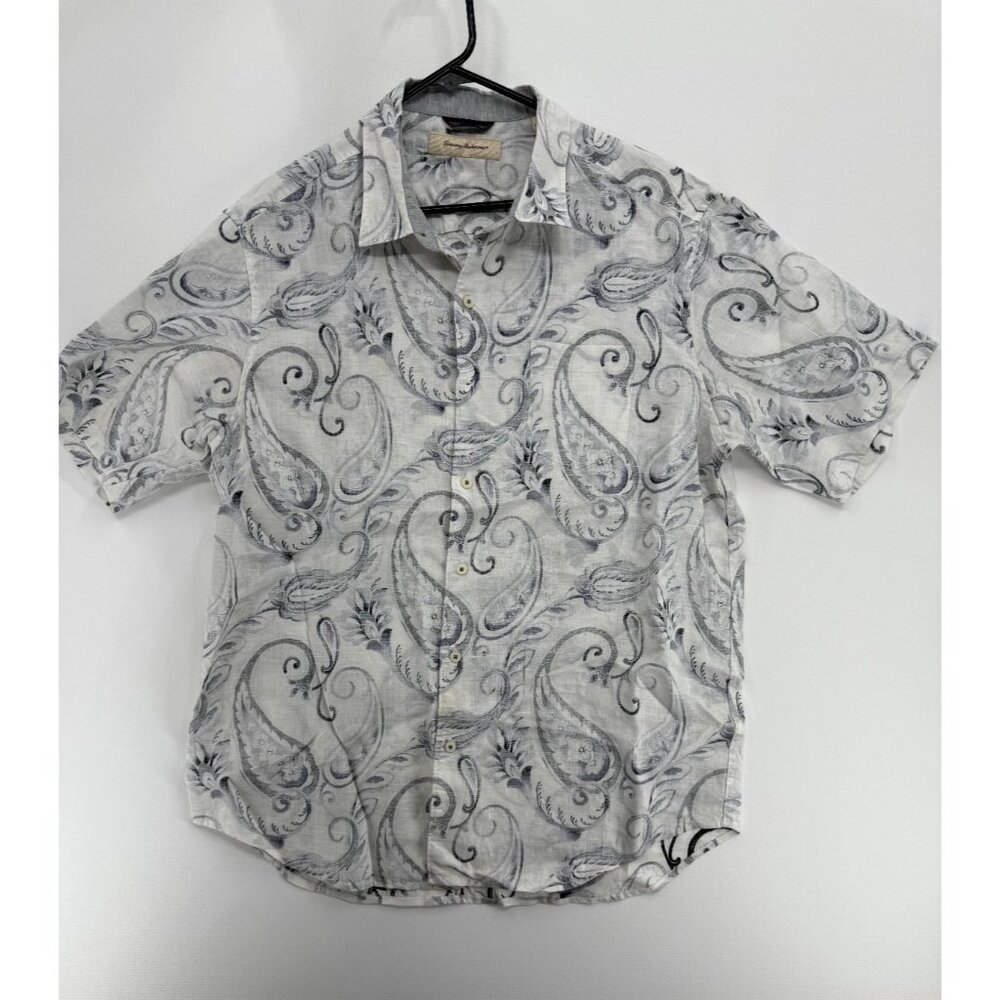 Tommy Bahama 100% Linen Relax Mens L Paisley AOP Camp Shirt